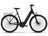 Trek District+ 4 Guard lowstep electric hybrid bike for urban commuting, shown with sleek frame and integrated battery