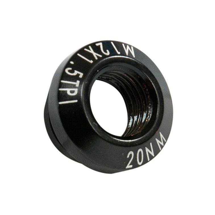 Kinesis UK 12mm through axle dropout nut for secure bike wheel attachment, shown in close-up view of the component.