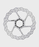 Galfer Wave Road Disc Rotor with 6-bolt mount for road, gravel, and cyclocross bikes, showing the brake rotor's wave design and mounting holes.
