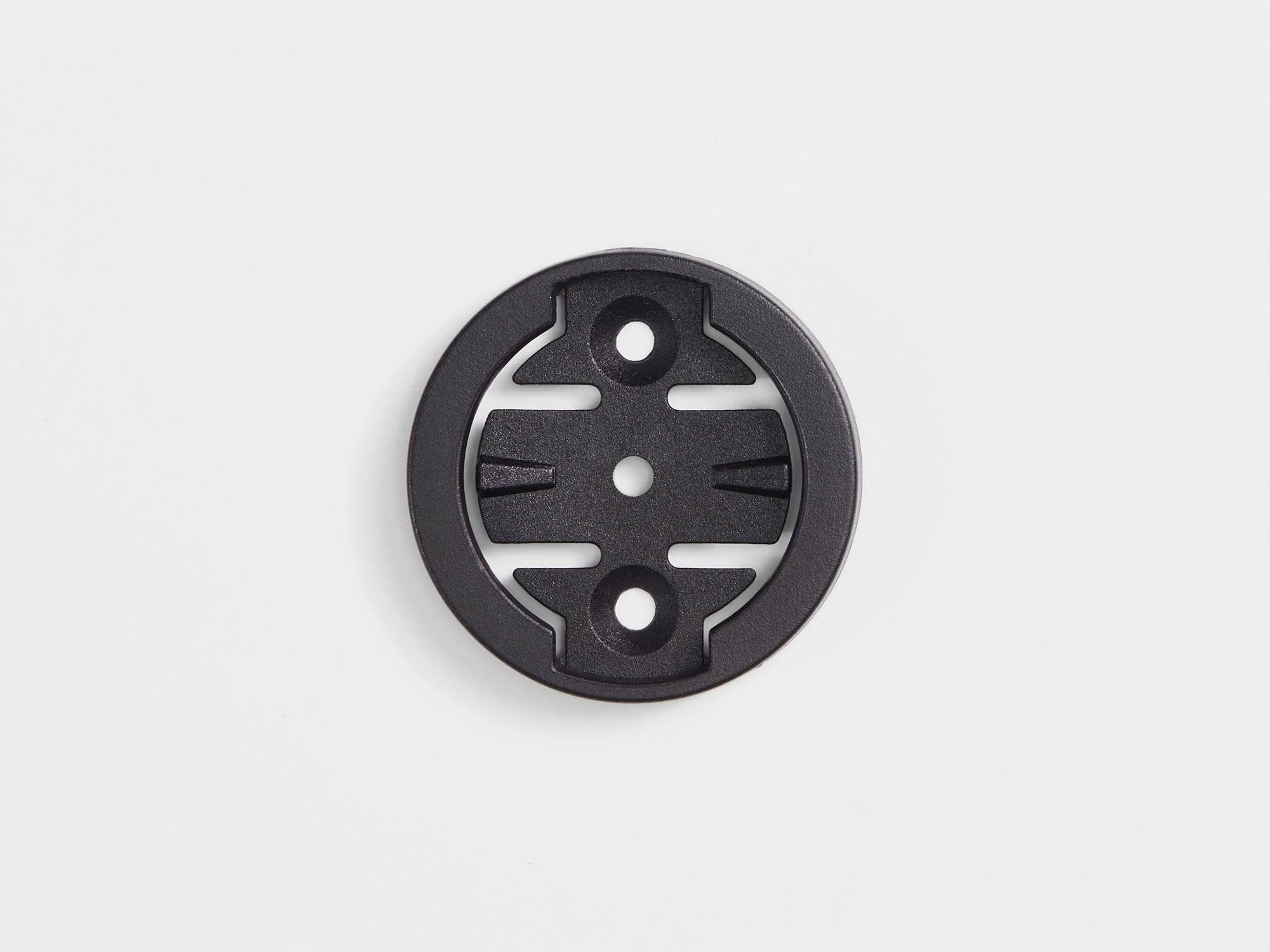 Bontrager Pro Blendr Garmin Adapter Puck in black for Blendr stem mounts, designed for easy Garmin device attachment.