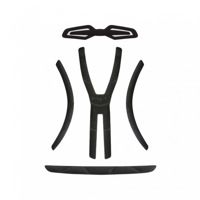 Black MET Terranova helmet pad kit with replacement comfort padding, designed for improved fit and cushioning in cycling helmets.