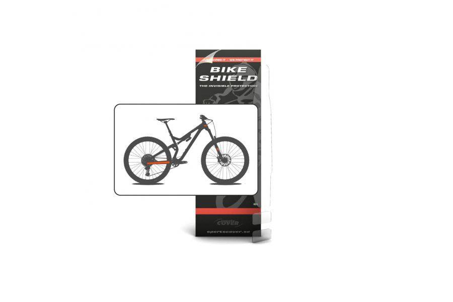 Bike Shield Stay & Cable Shield Kit in clear gloss for bike frame protection, includes accessories to prevent scratches and damage.