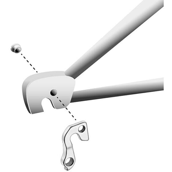 M Part gear hanger for bikes, durable replacement component, compatible with various bike brands, shown in the image.