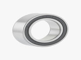 Silver Bontrager 3802 LLH bike hub bearing, durable replacement component, shown installed in a bicycle wheel hub.
