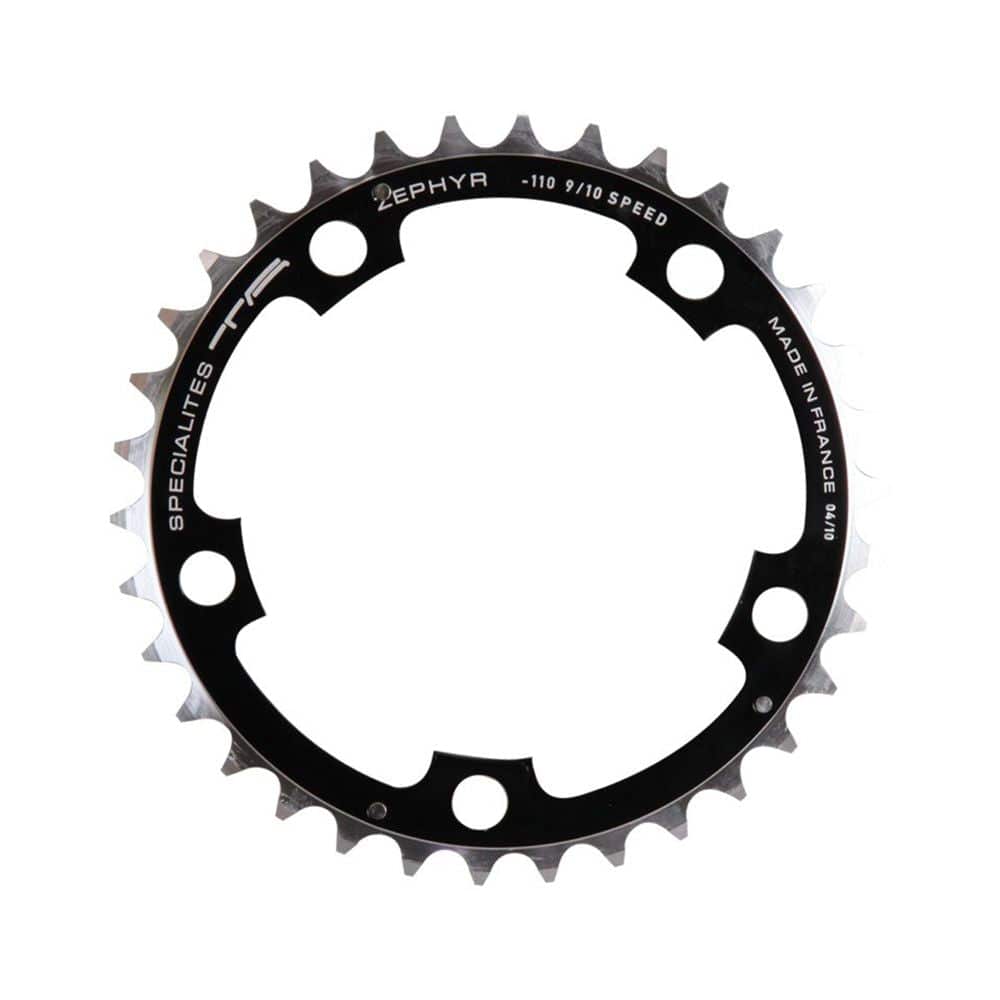 Specialites TA Zephyr 110pcd 5-Arm 42T inner chainring for road bikes, black component with detailed teeth design