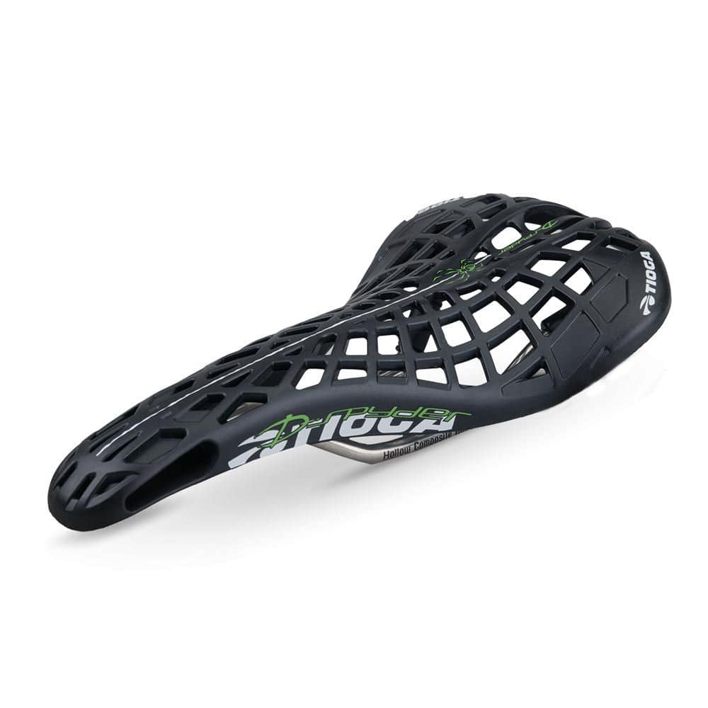 Tioga BMX D-Spyder saddle with carbonite impact-resistant durable bike seat for BMX bikes, shown from the side with sleek design