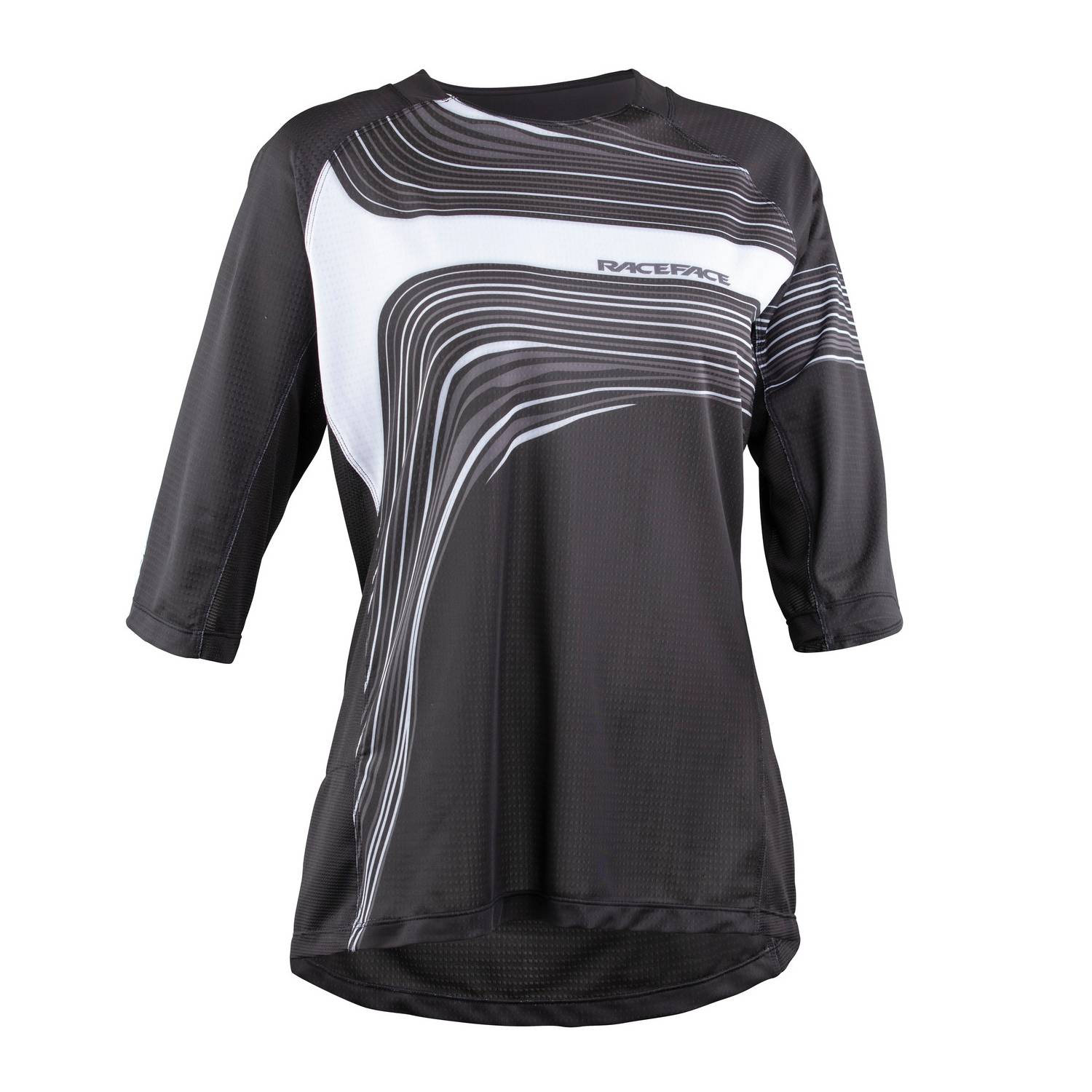 Race Face Khyber women's ¾ sleeve downhill MTB jersey showing breathable fabric and lightweight design for mountain biking.