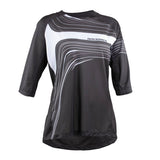 Race Face Khyber women's ¾ sleeve downhill MTB jersey showing breathable fabric and lightweight design for mountain biking.