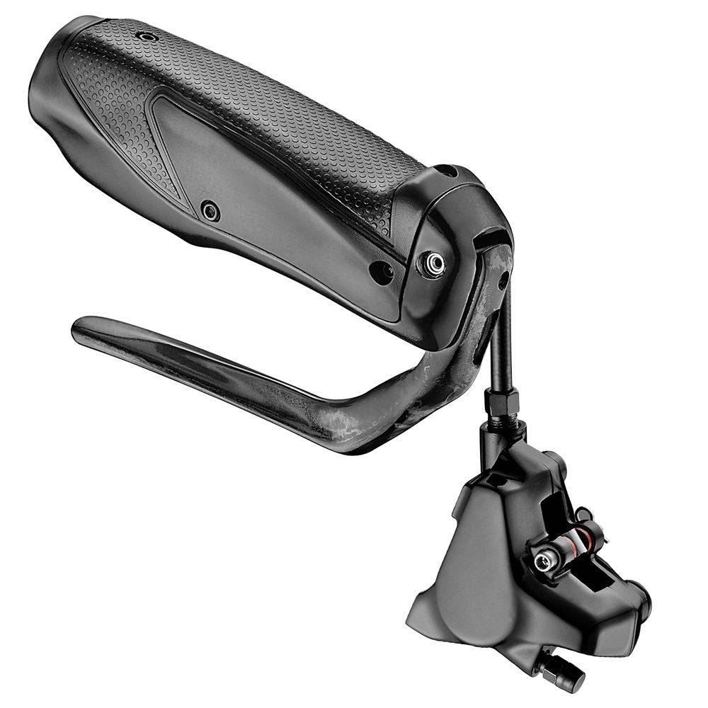 TRP T910 left-hand shifter button adapters for E-TAP systems, close-up of black plastic components for bike gear shifters.