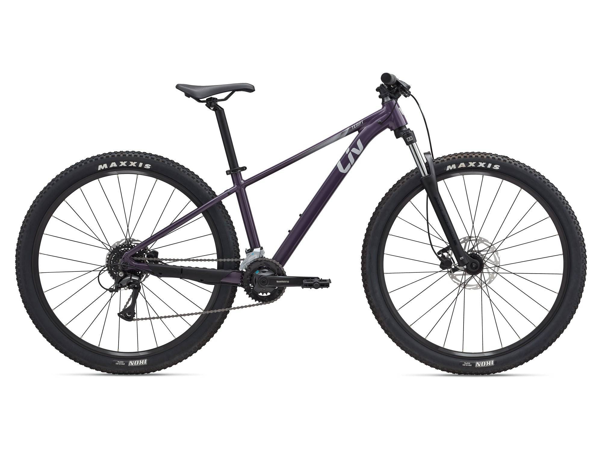 Liv Tempt 29 3 women's mountain bike with Shimano Acera 1x drivetrain, featuring a sturdy frame and knobby tires for trail riding.