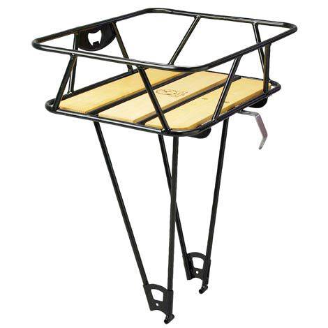 Minoura King Carrier front bike rack with Japanese Maple wood accents, durable accessories for cycling transportation.