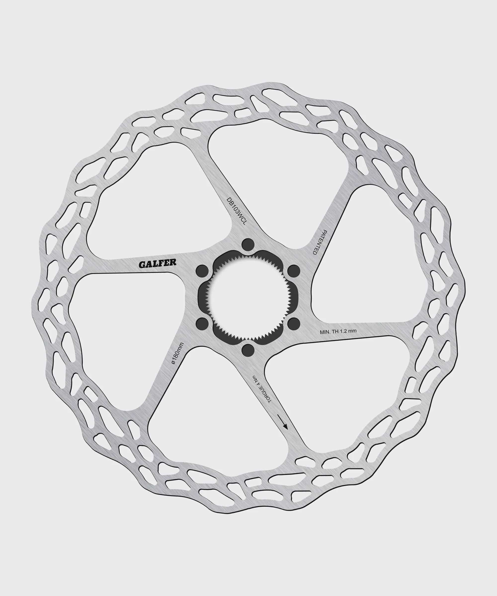 Galfer Wave Road Disc Rotor with 6-bolt mount for road, gravel, and cyclocross bikes, showing the textured braking surface and mounting holes.