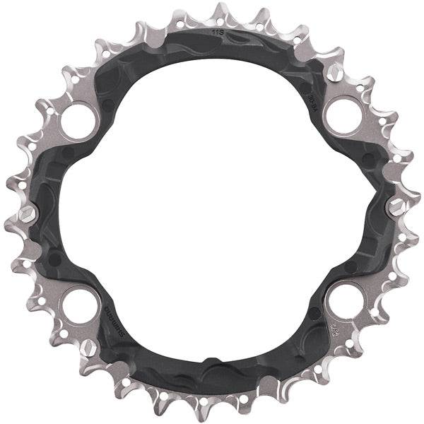 Shimano Deore XT FC-M8000 30T chainring for MTB crankset, with 40-30-22T components, close-up view of the replacement part.