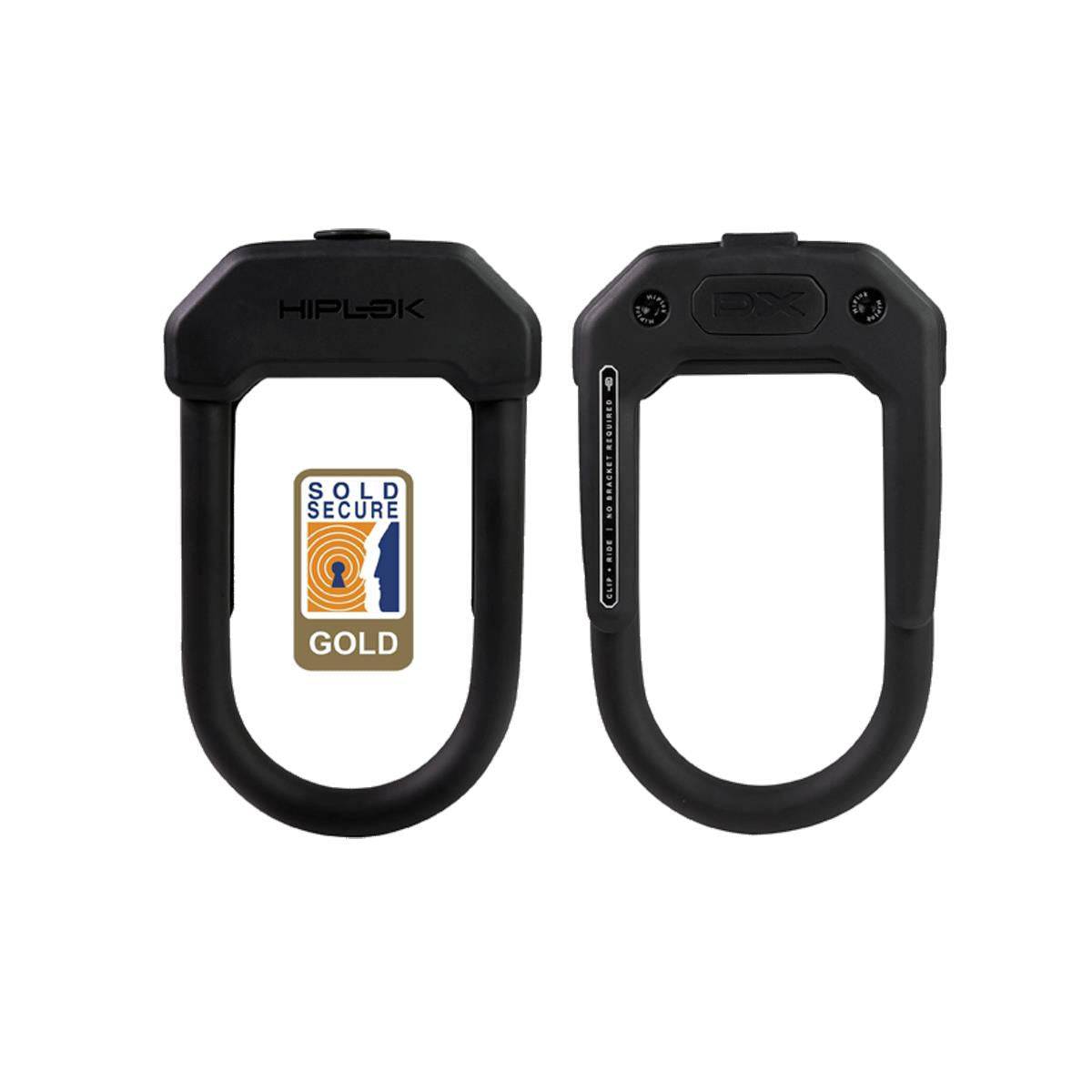 Hiplok Dx D-Lock with 14mm hardened steel shackle, clip, and Ride system for bike security, Diamond Sold Secure rated.