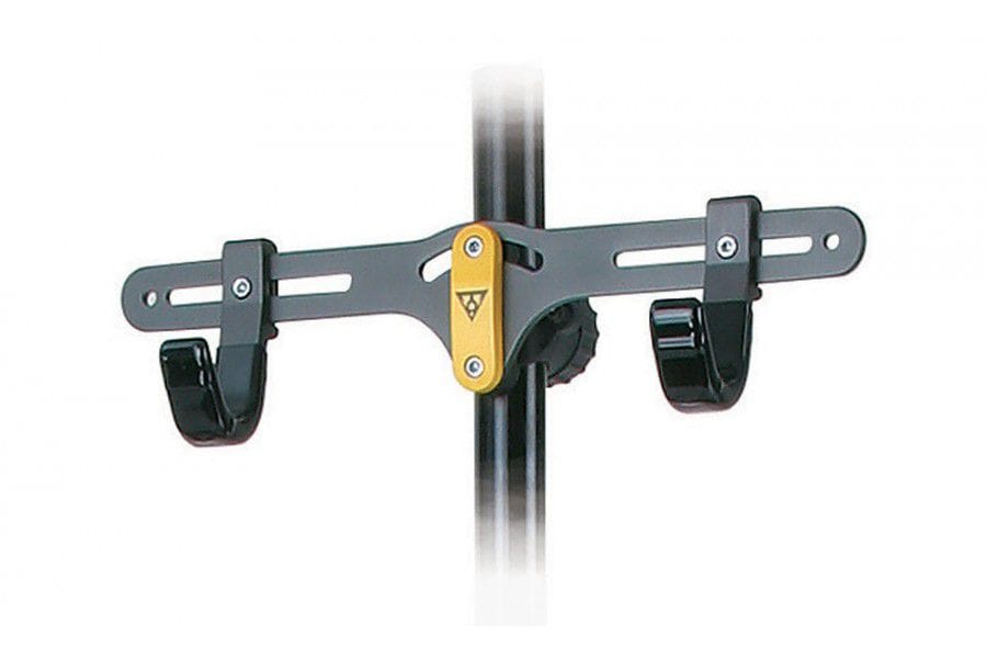 Topeak Two Up Third Hook accessory for bike stand, showing a sturdy metal storage hook attached to the two-up bike rack.