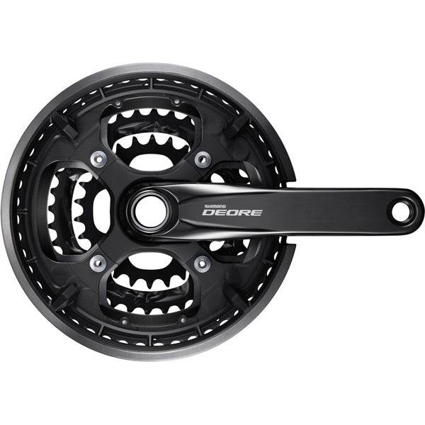 Shimano Deore 10-Speed MTB chainset with 48/36/26T chainrings, black, 170mm crankarms, includes chainguard, components