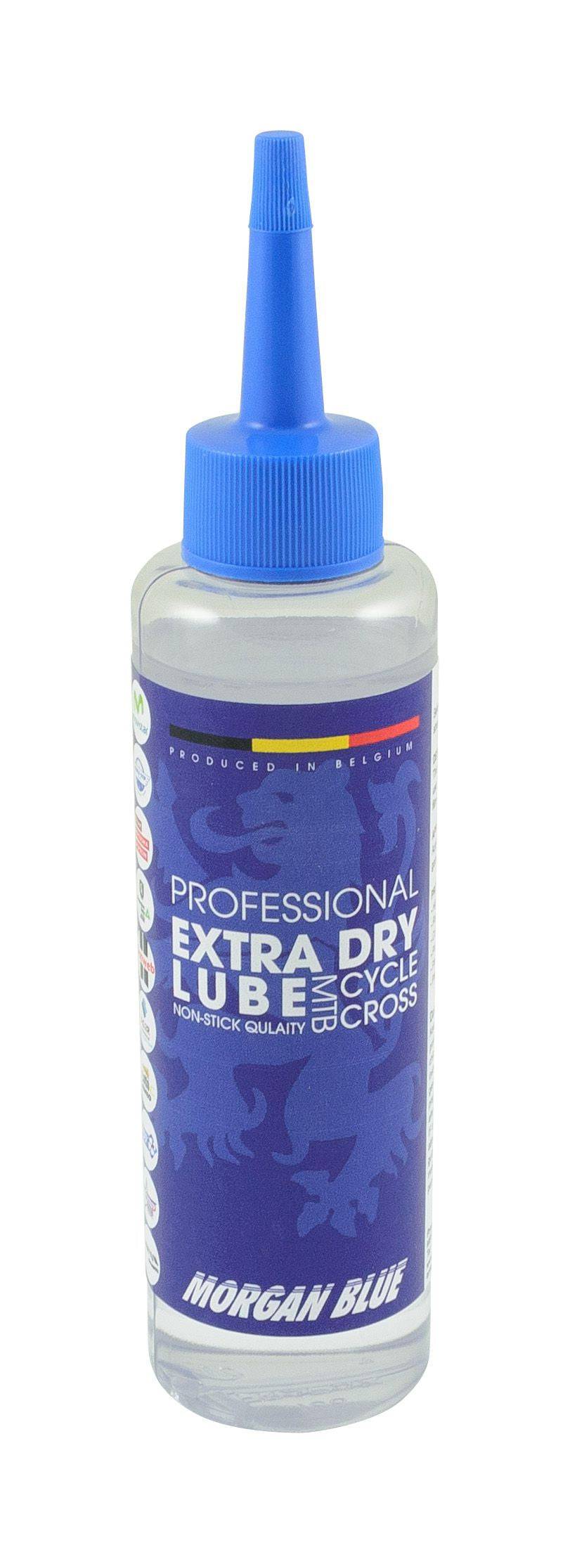 Morgan Blue Extra Dry Lube MTB and Cyclo Cross bike chain lubrication spray, ideal for workshop use on mountain and cyclo cross bikes
