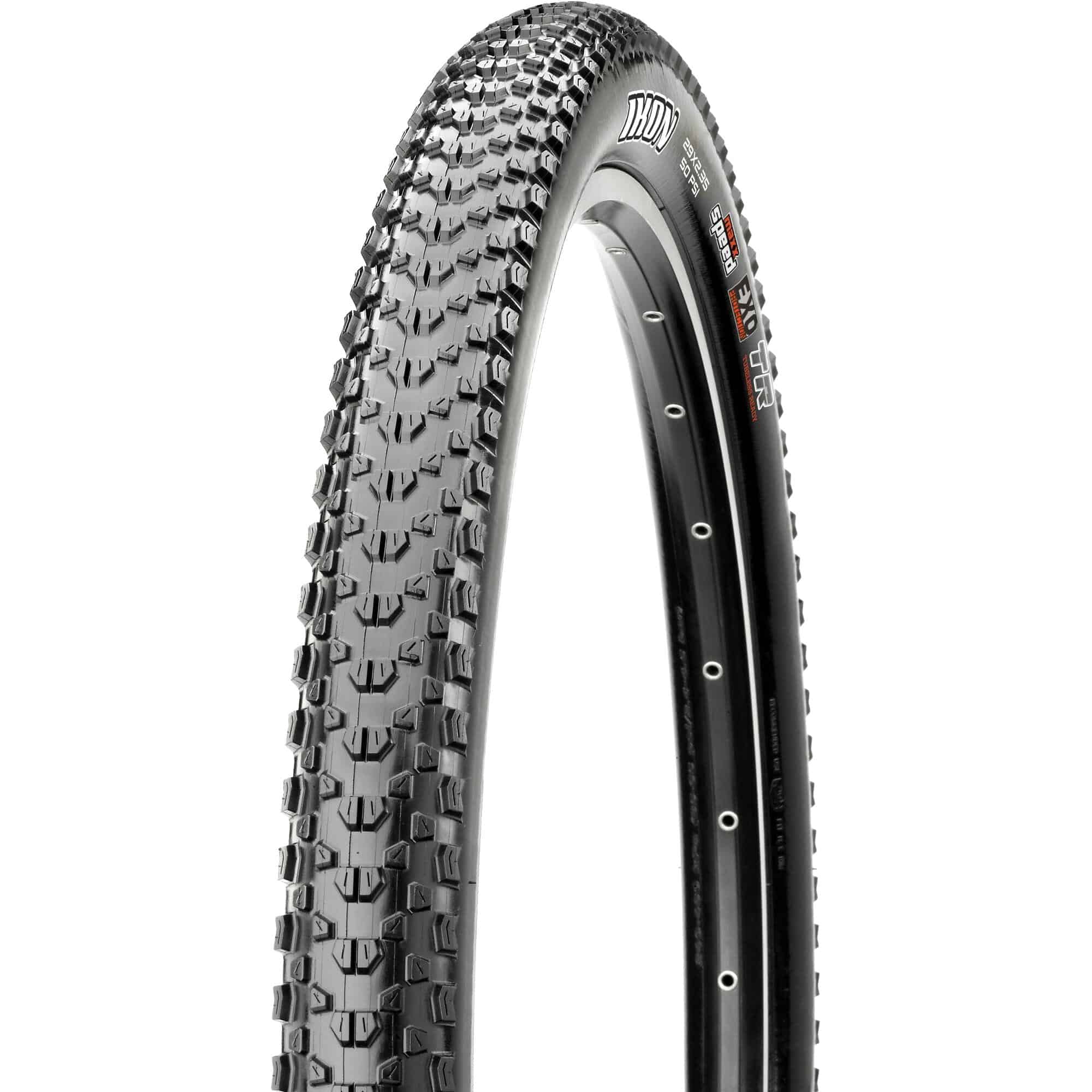 Maxxis Ikon 29x2.40 tubeless folding mountain bike tire with 120 TPI, 3C MaxxSpeed compound, and EXO sidewall protection.