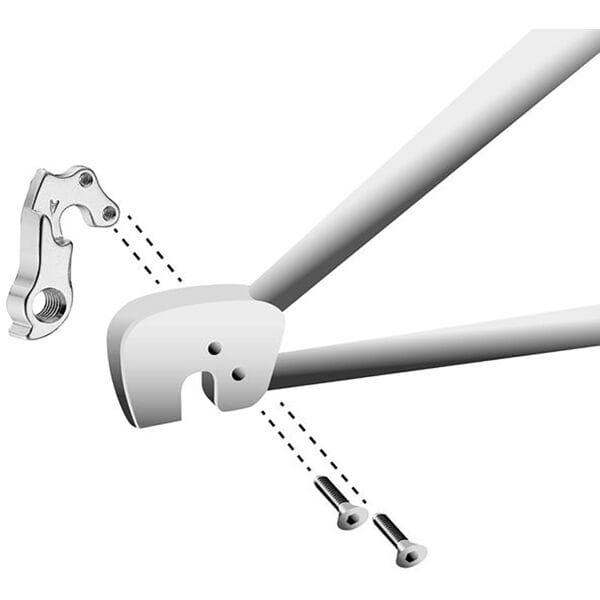 Durable M Part gear hanger for bikes, compatible with various brands, shown mounted on a bike drivetrain component.