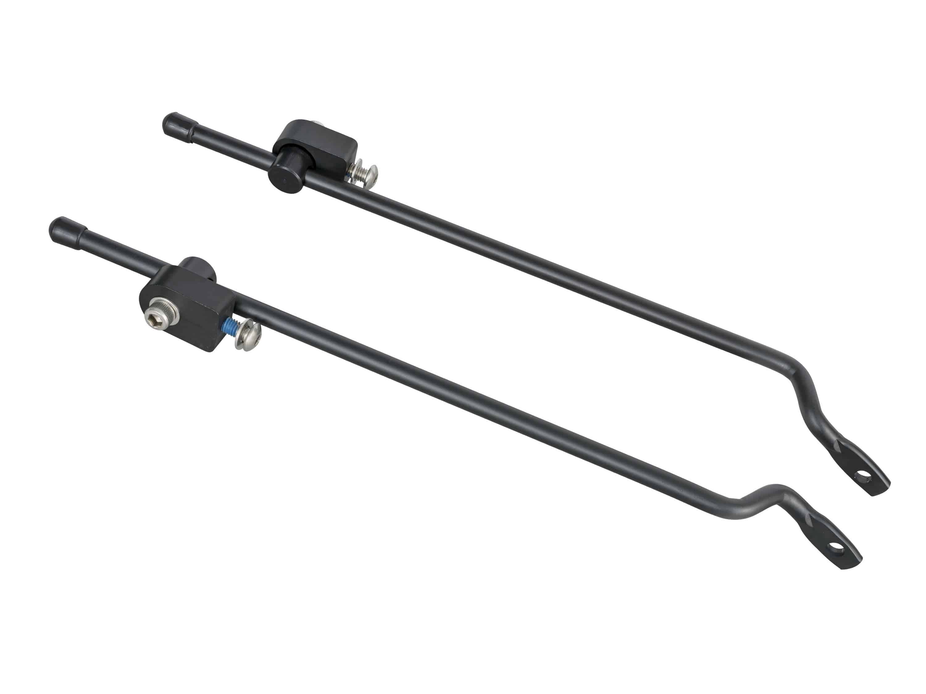 Black Trek Diamant Villiger curved rear bike rack support, 300mm, for bike rack accessories with sturdy construction.