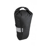 Topeak QR Fork Drybag 5.8L black waterproof bikepacking bag attached to a bike fork, made of durable TPU material.