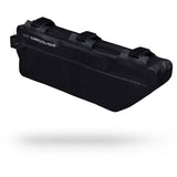 PRO Discover Team waterproof frame bag, 5.5L capacity with anti-sway design and reflective safety features mounted on a bicycle.