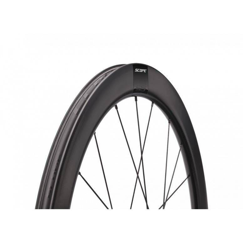 Scope Cycling S5 Disc Carbon Road Wheelset with tubeless tires, aero design, and durable construction for high-performance cycling.
