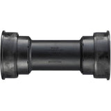 Shimano BB-MT800 MTB press fit bottom bracket with inner cover, 104.5/107mm, installed in mountain bike crank area
