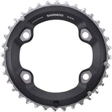 Shimano SLX FC-M7000-2 Deore 11-speed double chainring, 36T outer for mountain bike, with teeth detail and black finish.
