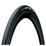 Black Continental Competition Tubular Tire 28x25mm with BlackChili Compound for road racing, mounted on a wheel.