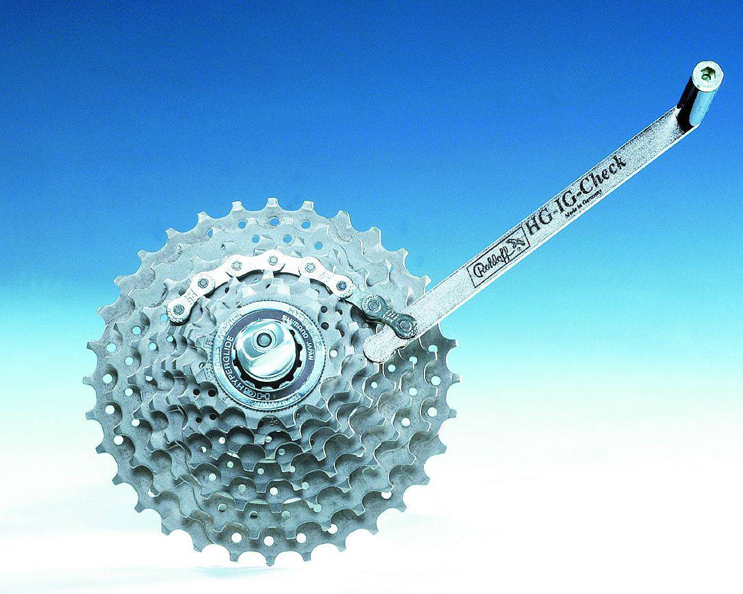 Rohloff HG-IG Check Hub Spares Tool for Shimano cassette sprocket wear monitoring, showing a compact bike component tool.