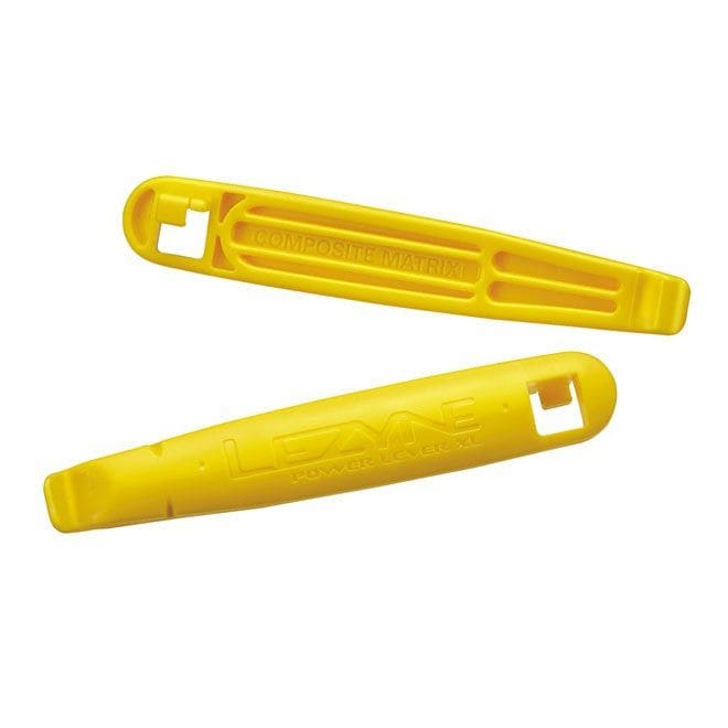 Lezyne Power Lever XL puncture repair tyre levers, durable fibre-reinforced pair for workshop bike tyre repairs.
