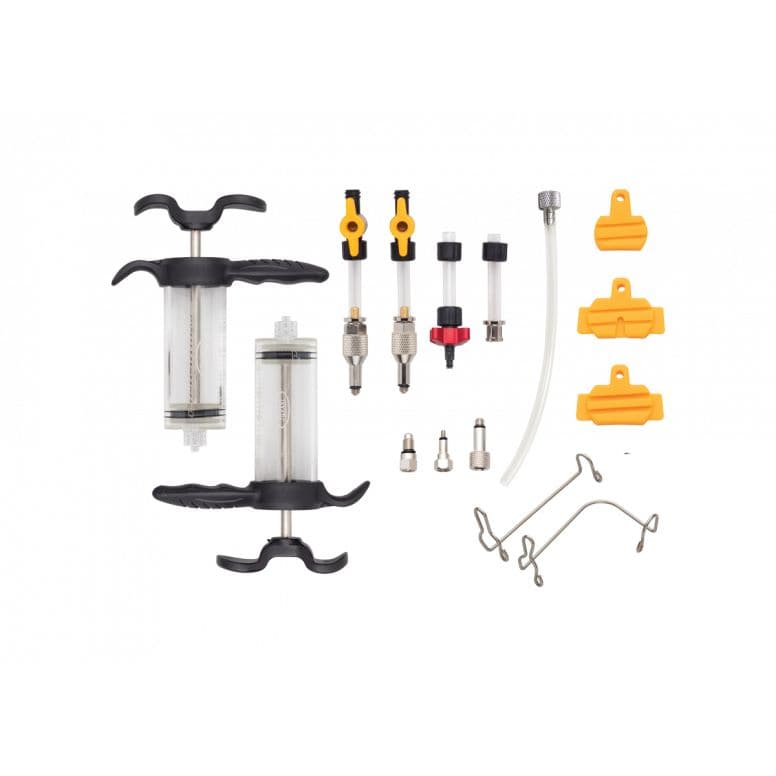 Jagwire Elite DOT Bleed Kit for hydraulic disc brakes, black, stored in a deluxe workshop case, designed for bike maintenance.