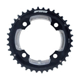 FSA Pro MTB 2x10 chainring in black with 38-tooth and 104mm bolt pattern, CNC machined, durable mountain bike chainring with 4-hole design