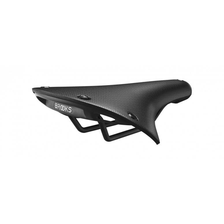 Brooks C19 Cambium all-weather bike saddle in black with steel rails, 184mm length, designed for durability and comfort.
