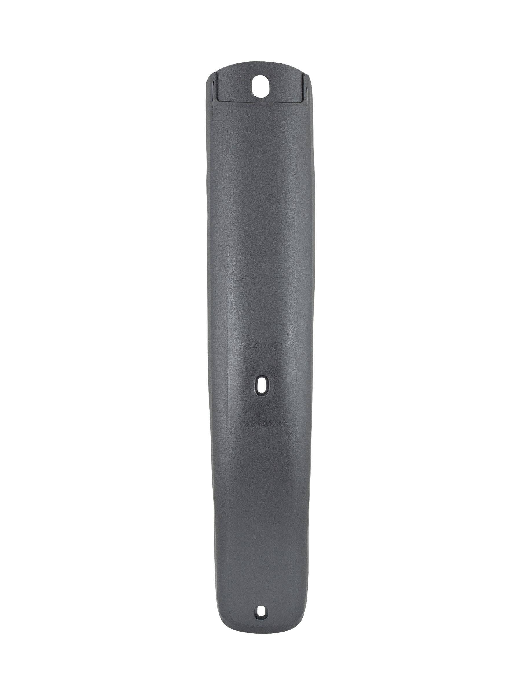 Trek 2023 Fuel EX 29 aluminum lower downtube armor in black, protective bike component for mountain bike frame.