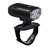 Lezyne Helmet Lite Drive 1200+ front LED light in satin black with USB-C recharge, waterproof IPX7, designed for cycling helmets.