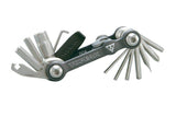 Topeak Mini 18 multi-tool in black and silver, compact bike repair set with various tools for cycling maintenance and repairs.