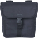 Basil GO Double Bag 32L solid black bike pannier with reflective details, designed for cycling accessories.