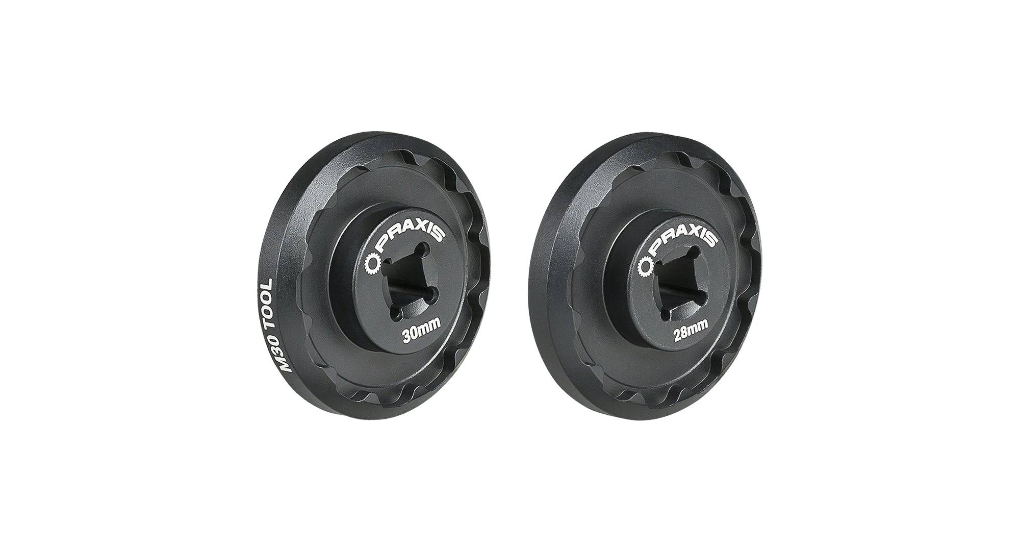 Praxis Works T47 bottom bracket tool for Shimano 24mm installation and removal, workshop use, durable and precise tool design.