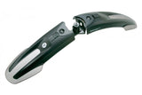 Topeak Defender rear mountain bike mudguard attached to a bike, designed for off-road protection against mud and debris.