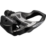 Shimano PD-R550 SPD-SL road pedals with resin composite body and SM-SH11 cleats for cycling performance.