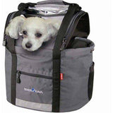 Rixen-Kaul 24L dog handlebar bag with leash, reflector, and detachable cover attached to a bicycle handlebar.