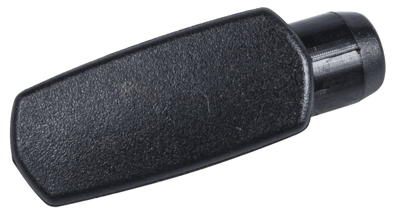 Black Trek top tube frame plug for main triangle entry hole, protects cable routing in bike frame components.