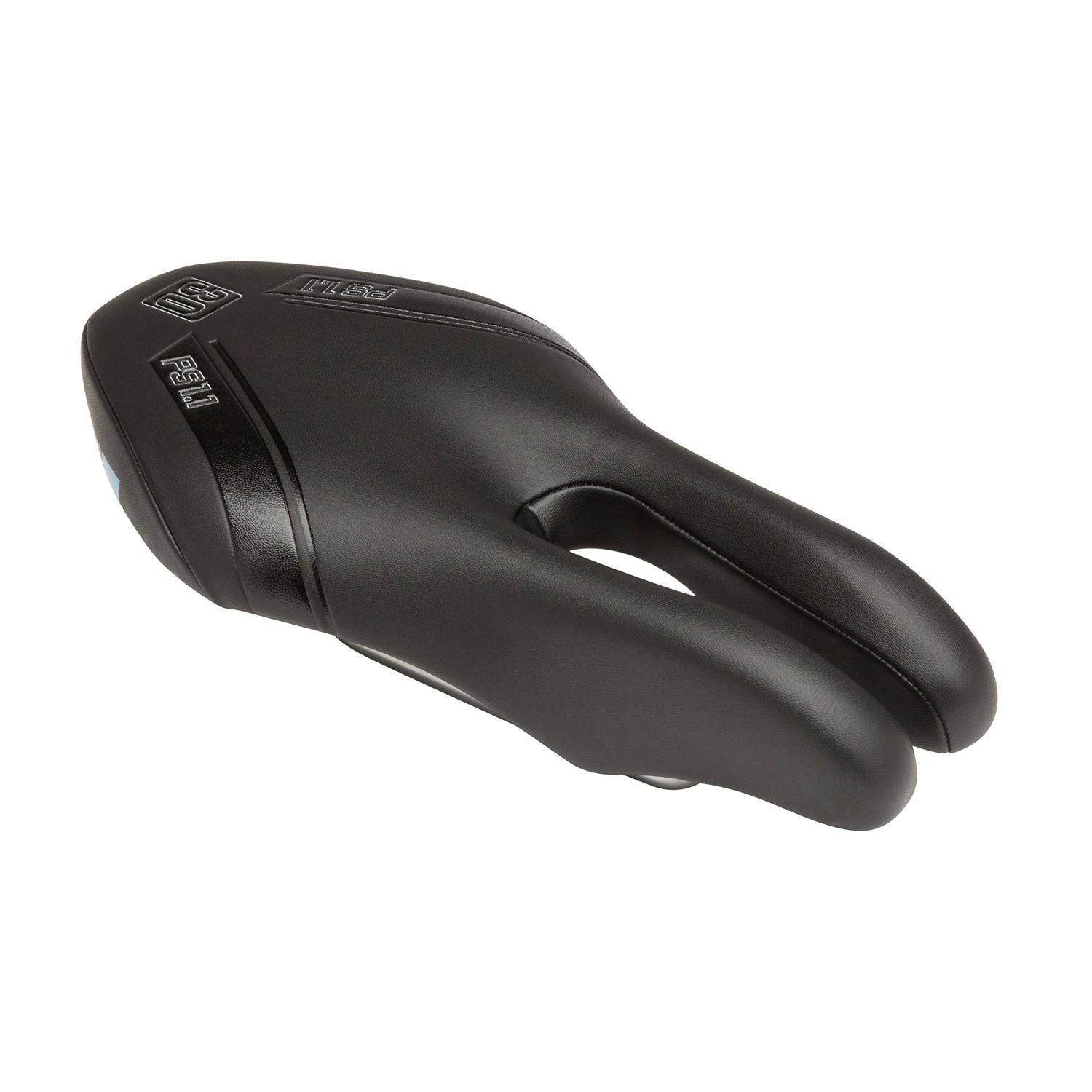 ISM PS 1.1 Black triathlon and time trial saddle with gel padding and chromoly rails, designed for aerodynamic cycling.