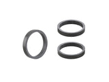 Bontrager Carbon Headset Spacers, 5mm x 28.6mm, set of 3, for bike components, showing three black spacers stacked on a bike headset