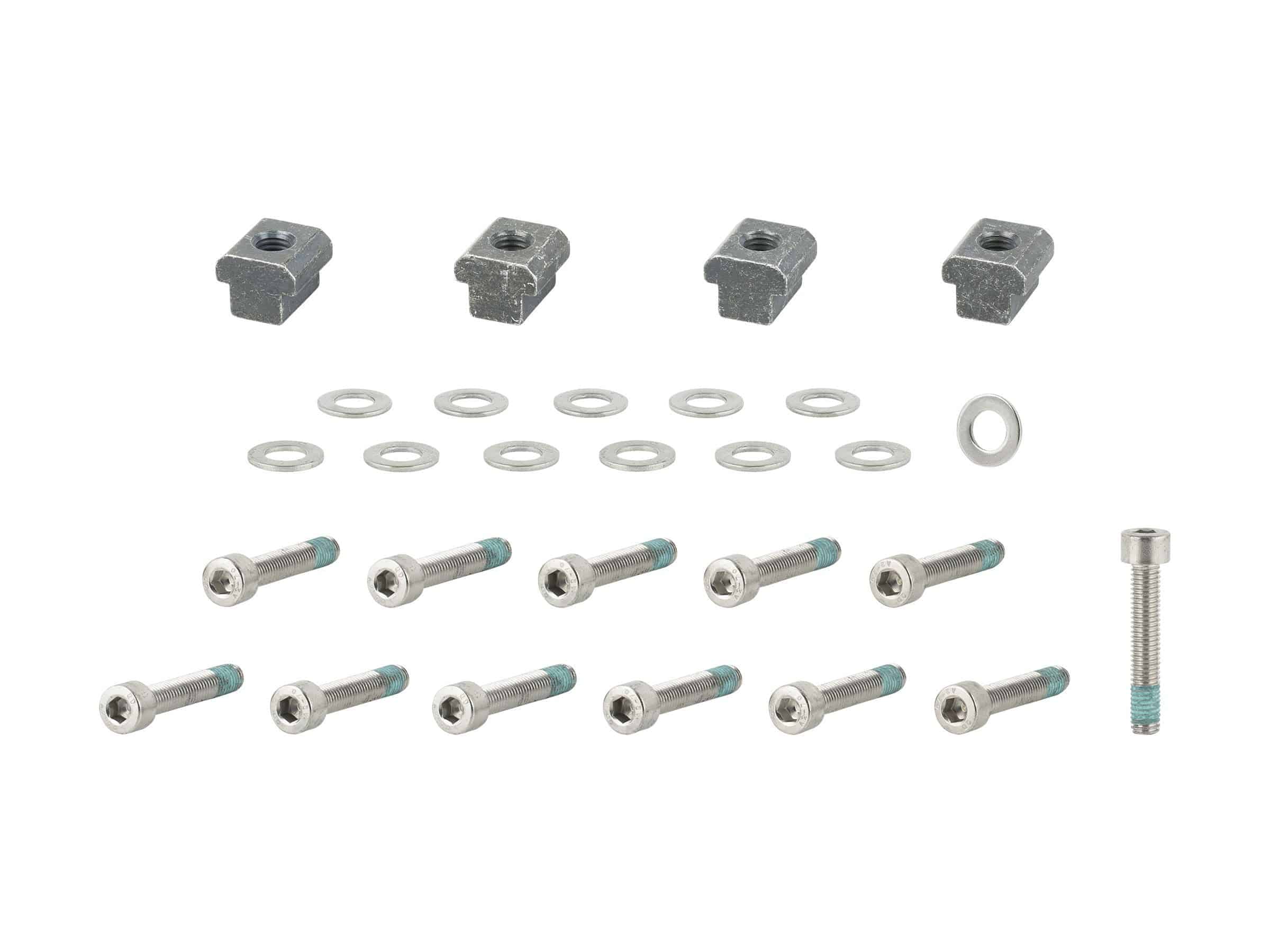 Trek Fetch+ 4 frame hardware kit with black and chrome M5 x 12mm components for e-bike maintenance.