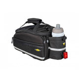 Topeak MTM TrunkBag EX in black with water bottle holder, weather-resistant 8L bike rack bag for cycling accessories