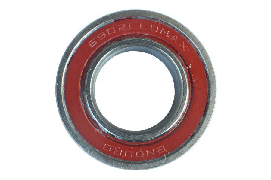 Enduro Bearings 6902 LLU ABEC 3 sealed frame pivot bearing, 15x28x7mm, for bicycle components, with metal casing and sealing features.