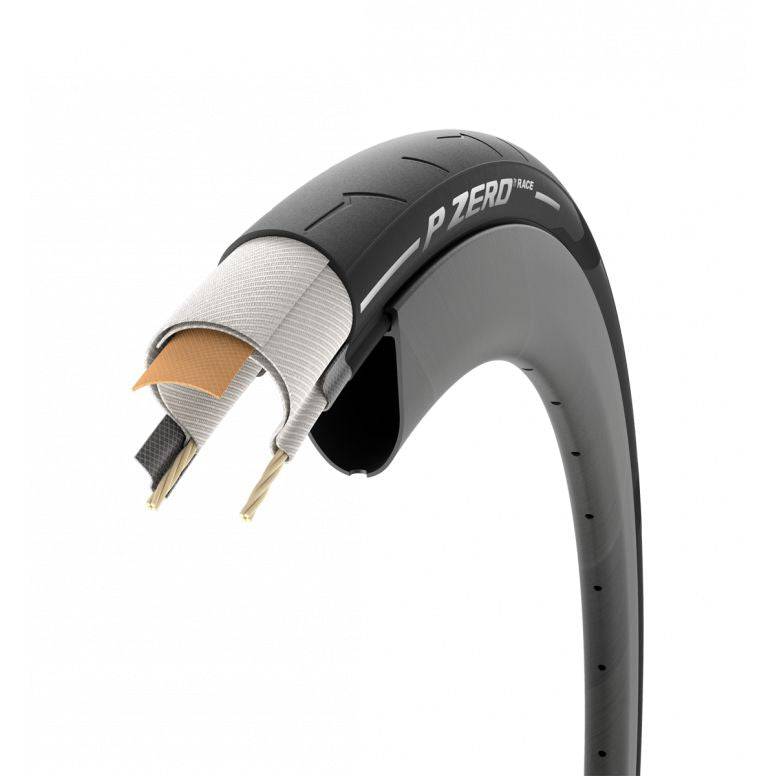 Pirelli P Zero Race high-performance road cycling racing tyre with sleek tread design and branding visible on the surface.